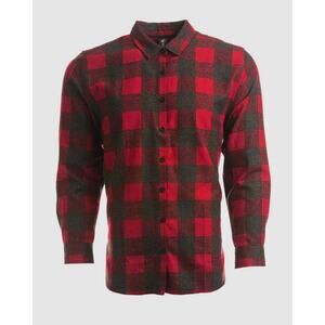 Burnside Womens 5212 Flannel Shirt, Size Small, Red Heather Black Buffalo Plaid